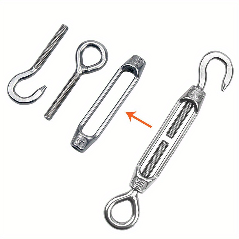 10pcs OC Turnbuckle Wire Tensioner Strainer M5 304 Stainless Steel Hook and Eye Rope Cable Tension Set