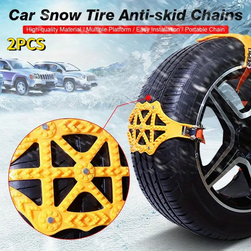 2pcs Universal Car Tire Snow Chains Adjustable Anti-Skid Chains