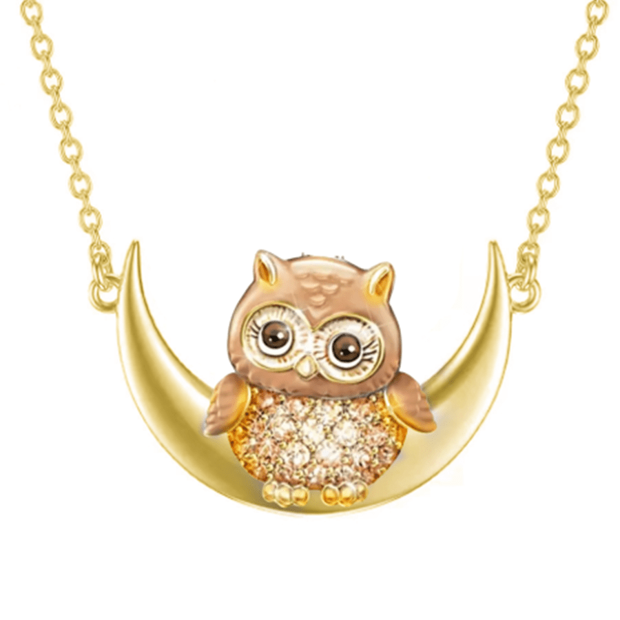 1pc creative moon owl pendant necklace cute cartoon animal owl jewelry birthday anniversary gift for bestie details 5