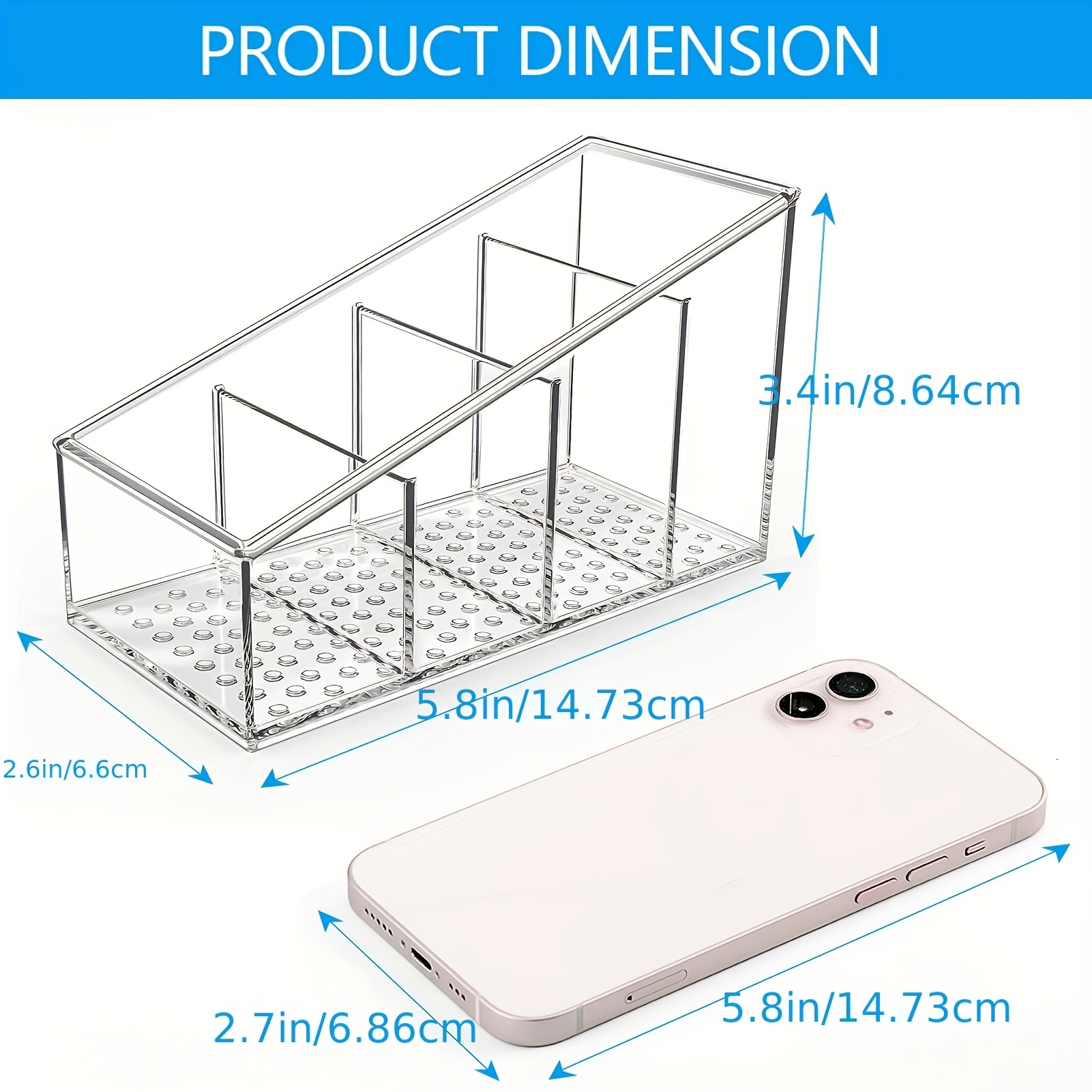 clear acrylic remote control holder desk organizer 4 compartment makeup brush pen storage lightweight polished square design for home   dorm space saving desktop organizer remote control storage dorm room essentials modern aesthetic sleek construction   sturdy construction office workers Product details 0
