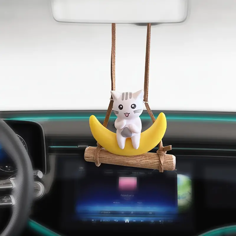 Car Pendant Cute Car Accessories Women Girl Cat Swing Car - Temu