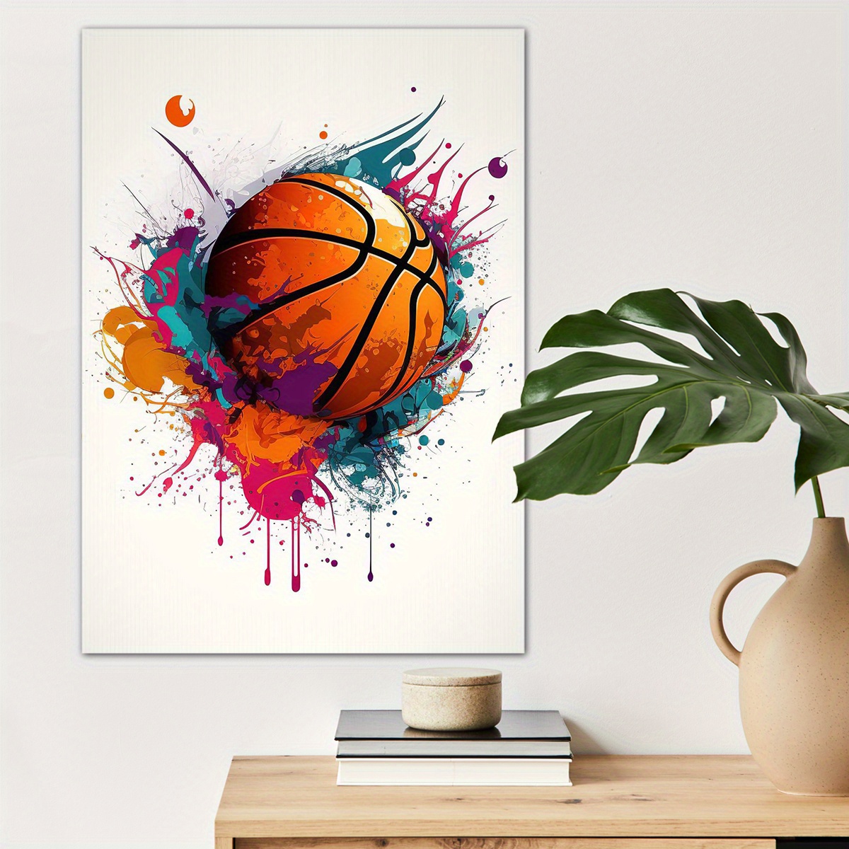 

1pc Basketball Sport Watercolor Canvas Wall Art For Home Decor, High Quality And Fans Wall Decor, Canvas Prints For Living Room Bedroom Bathroom Kitchen Office Cafe Decor, Perfect Gift And Decoration