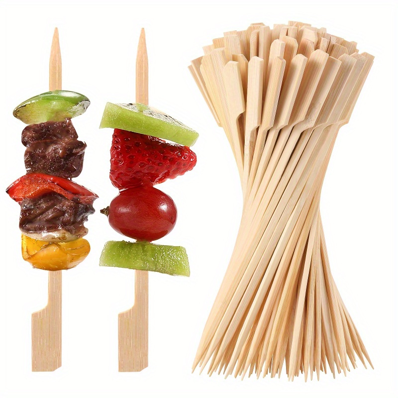 200 PCS Bamboo Skewers for Appetizers, 4.7 Inch Toothpicks, Cocktail Picks  for Drinks, Fruit Kababs, Sausage, Barbecue Snacks, Natural Wooden Paddle