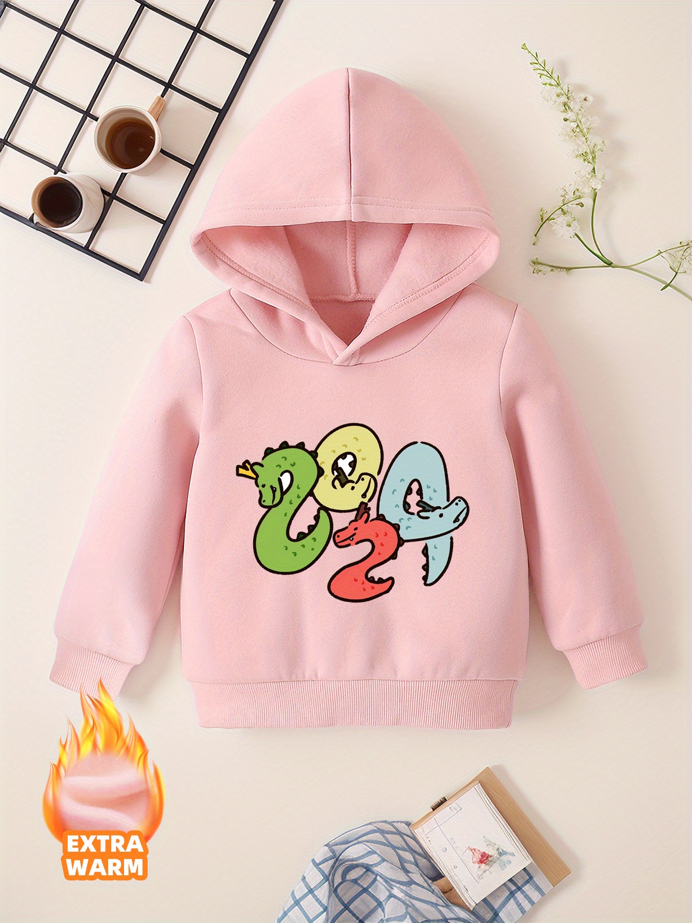 Cartoon Colorful 2024 Print Kid's Boys Fleece Hoodies Long - Temu