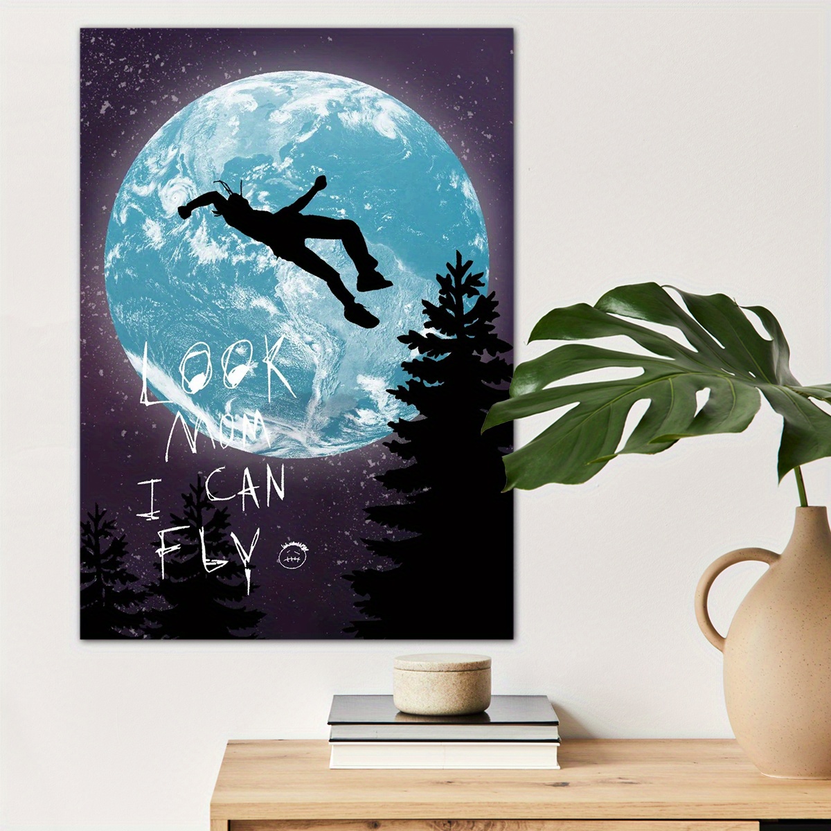 

1pc Look Mom I Can Fly Canvas Wall Art For Home Decor, High Quality Wall Decor, Canvas Prints For Living Room Bedroom Bathroom Kitchen Office Cafe Decor, Perfect Gift And Decoration