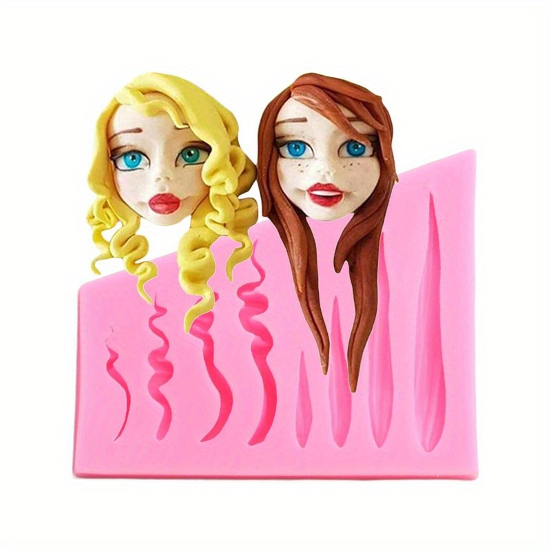 

1pc Mini Doll Hair Silicone Mold Diy Cupcake Topper Fondant Cake Decorating Tools Chocolate Making Molds Polymer Clay Candy Mould Baking Supplies Halloween Christmas Party Favors