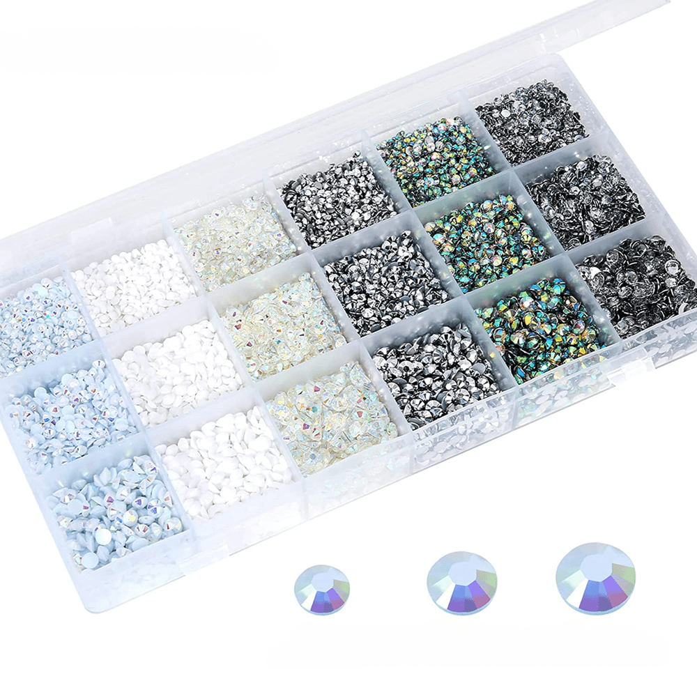  15000 Pcs Lake Blue AB Rhinestones, SS20/5mm Blue Rhinestones  Flatback Bulk, Non-Hotfix Crystal Round Blue Jelly Rhinestones for Crafts  Makeup Nails Face Tumblers Clothes Shoes Handmade Decoration