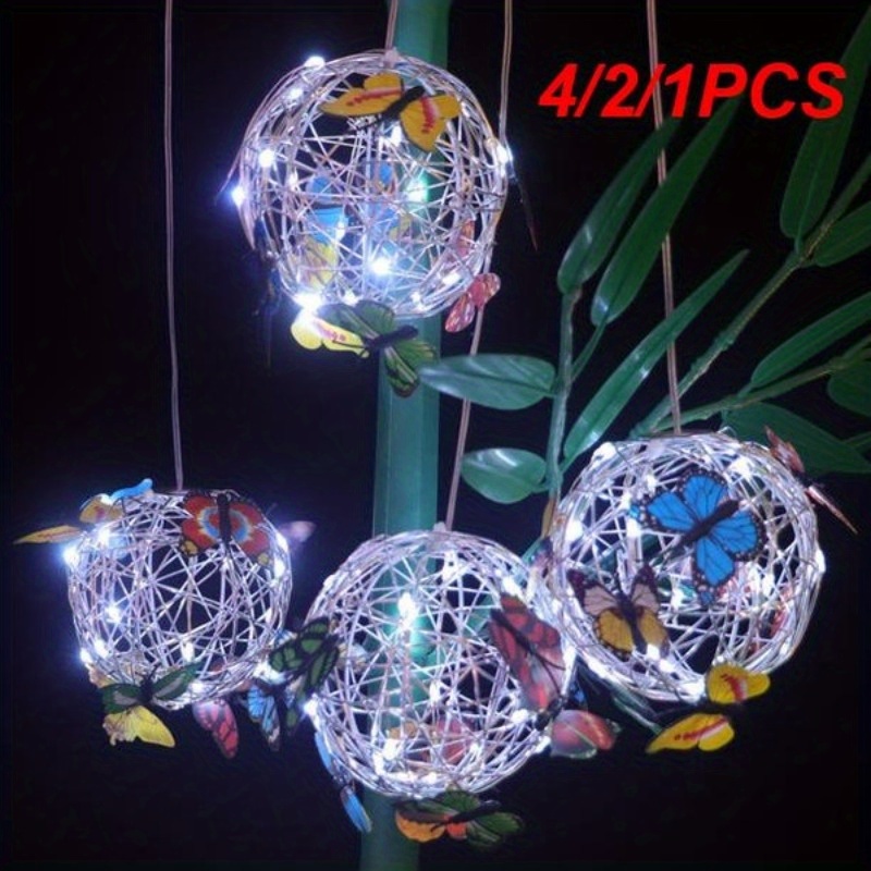 

Hanging Solar Ball Light With Colorful Butterfly, Waterproof Light Control Atmosphere Light For Festival, Garden Pendant Light Decor Outdoor Yard Ornament