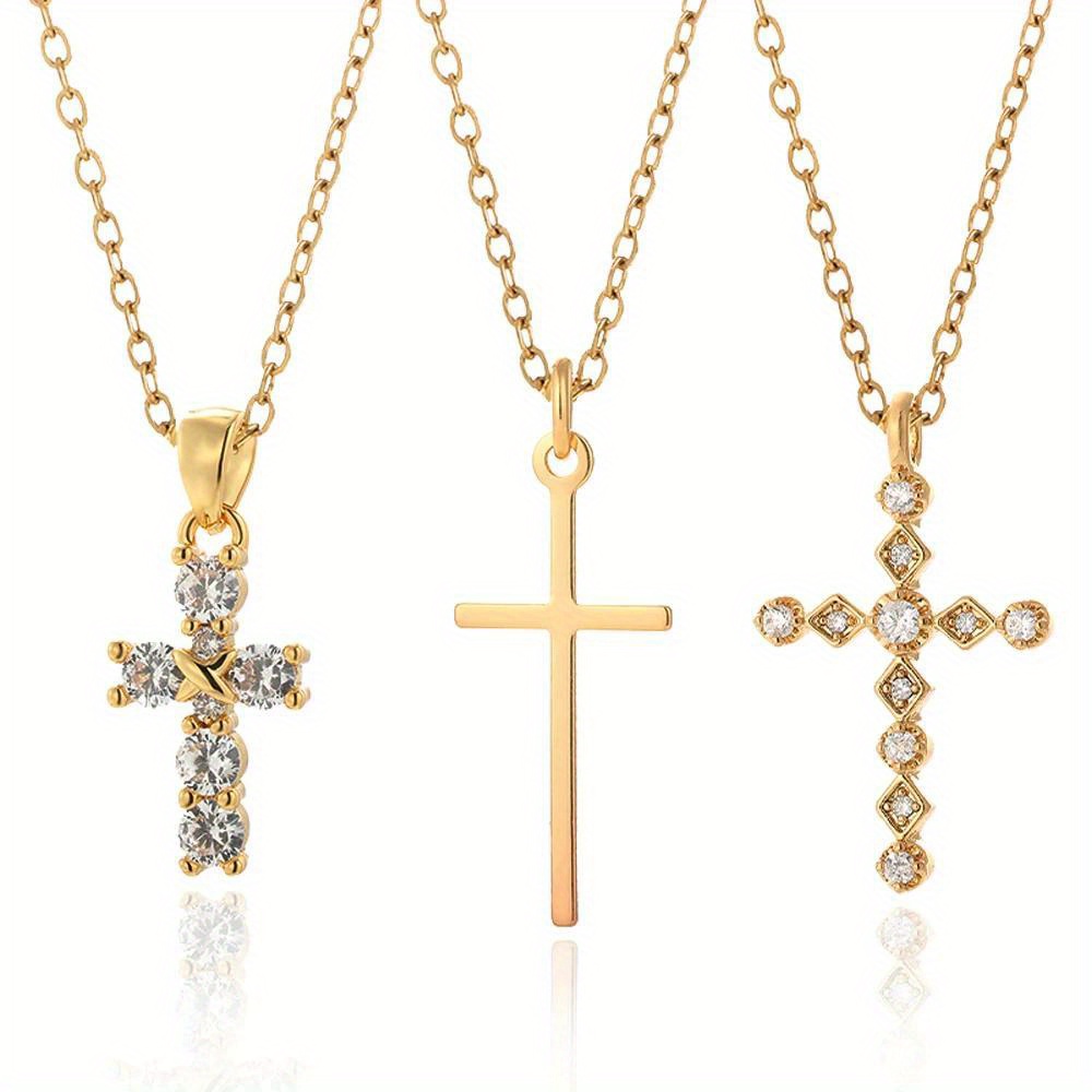 Korotho Double Cross Necklace for Women, 14k Gold Plated Gothic Double Cross  Necklaces Vintage Big Chunky Cross Necklace Christian Halloween Jewelry  Gifts Retro Trendy Y2K Necklace for Teen Girls (G)