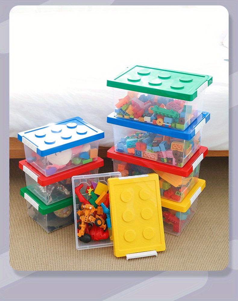 Building Blocks Storage Box Snap Transparent Stackable Large - Temu