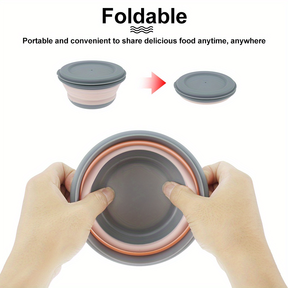 Collapsible Bowls With Lids, Round Food Storage Containers, Portable  Camping Bowls, Bpa Free, Suitable For Microwave - Temu