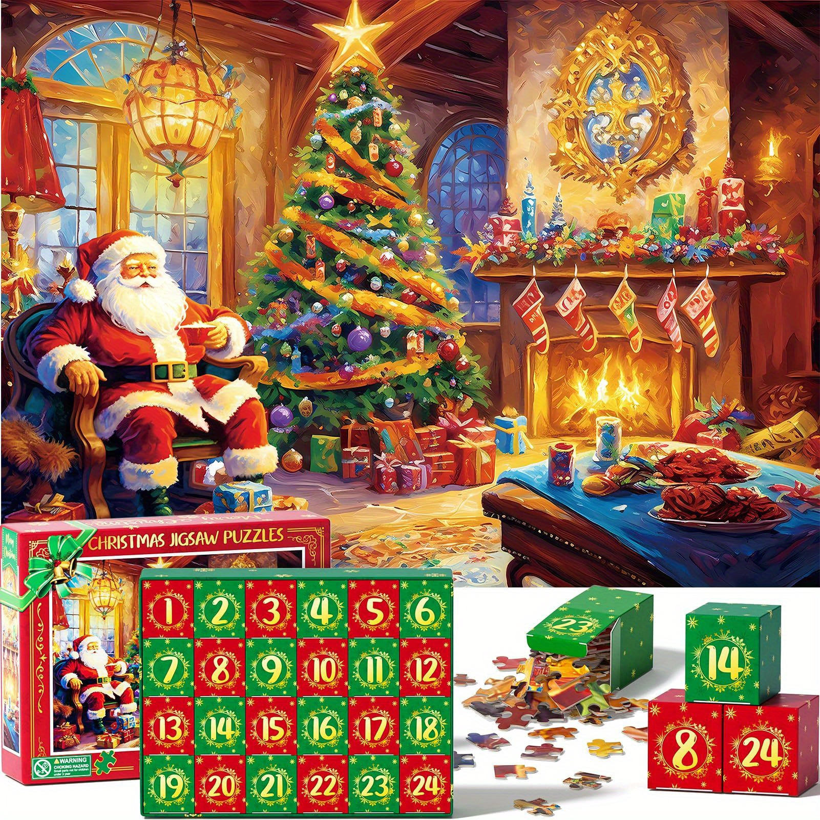 Calendrier de l'Avent 2023 Puzzle, Noël Calendrier de l'Avent Puzzle Puzzle  1000pcs, Puzzle pour le compte à rebours de Noël
