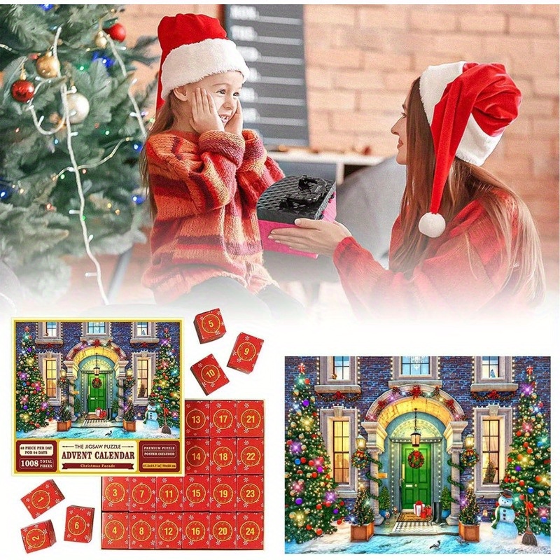 Christmas Advent Puzzles,Advent Calendar 2023,24 Boxes Puzzles Countdown To  Christmas Holiday Puzzles Christmas Calendar 1008 Pieces Puzzles,Funny