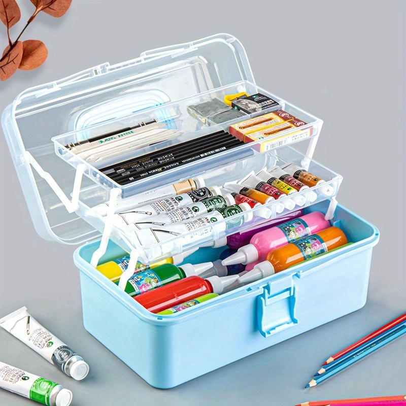 Multi-Craft Storage Bin - with 3 Dividers and Removable Brush and Marker  Holder Grid 