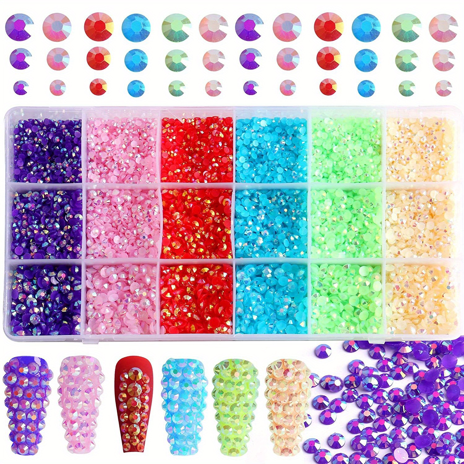 Jelly Nail Art Rhinestones For Nails,crystals Flatback Gems Stones,round  Crystal Rhinestones For Crafts Nail Design Charm Diy Clothes Shoes Jewelry  - Temu