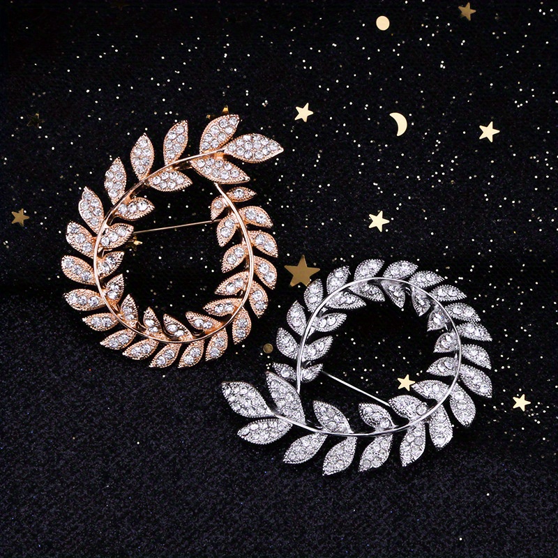 1PC Spilla Da Giacca Di Alta Qualità Con Strass A Forma Di Foglia Per Abiti  Da Donna, Maglioni E Accessori Decorativi Per Abbigliamento