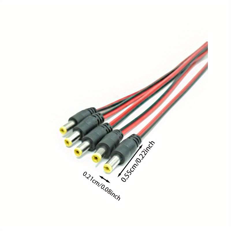 5pcs 12v 24v 5 5x2 1mm Male Female Plug Power Pigtail Cable Jack Cctv  Camera Connector Tail Extension Wire, Save Money Temu