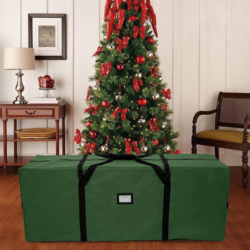 1pc Borsa Conservazione Dellalbero Natale, Grande Rosso/verde, 65 X 31 X 15  (165x38x78cm) Contiene Alberi Artificiali 8 Piedi In Tessuto Oxford 600d  Resistente, Maniglia Rinforzata Cerniera, Organizzazione Domestica E  Forniture Stoccaggio Festività