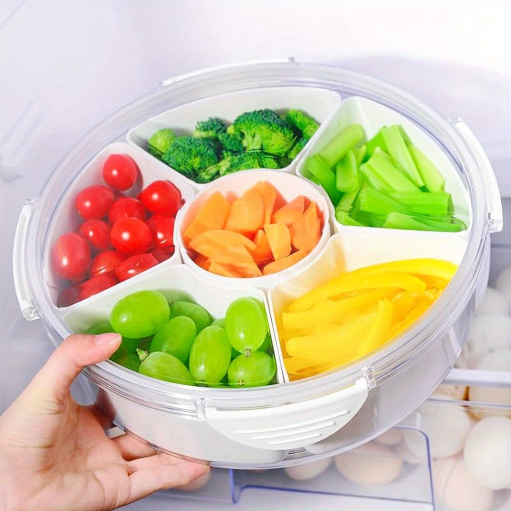 Fruit Snack Serving Tray, Divided Snack Box Container With 6 Compartments  For Party Serving Platter, Fruit Tray, Snack Storage, Appetizers, Desserts,  Meal Prep, Reusable Fridge Organizer, Home Table Decors, Kitchen Supplies -  Temu