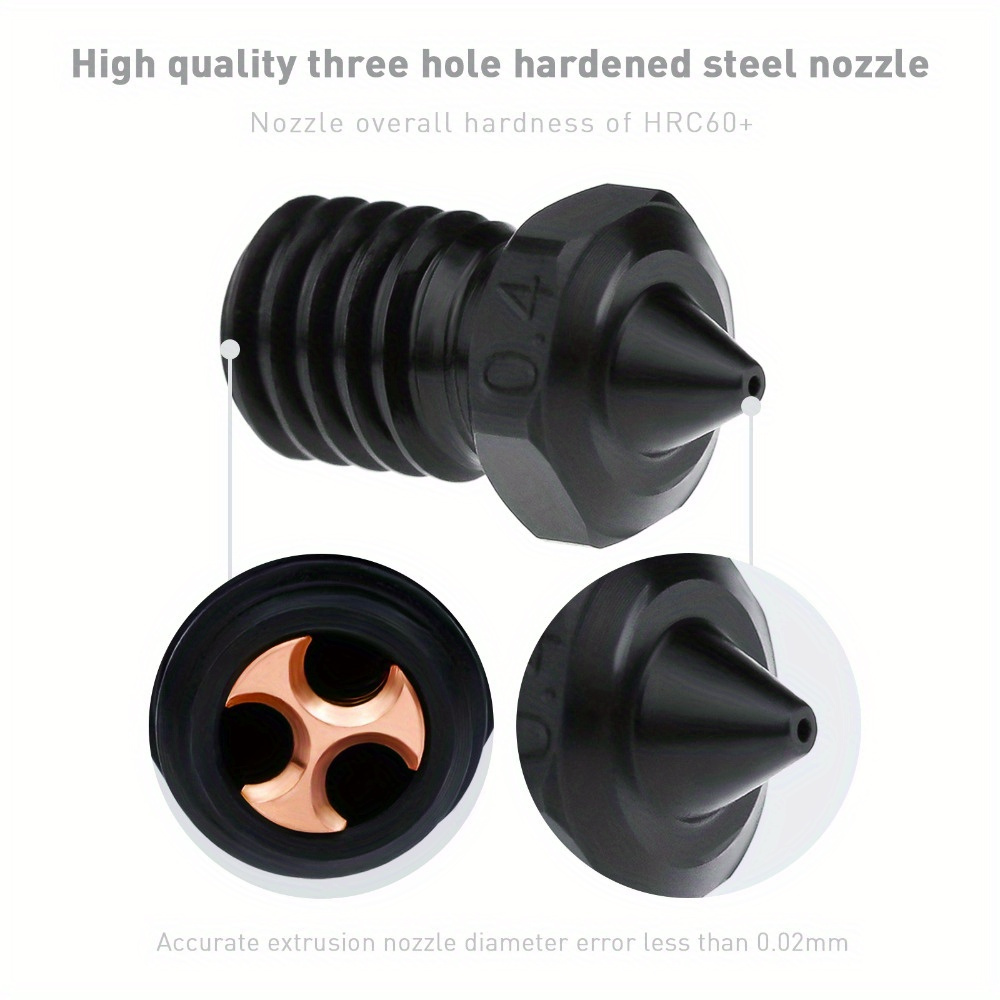 High-Flow CHT Nozzle Hardened Steel 3D Printer Nozzle Extruder Nozzles  3-Hole
