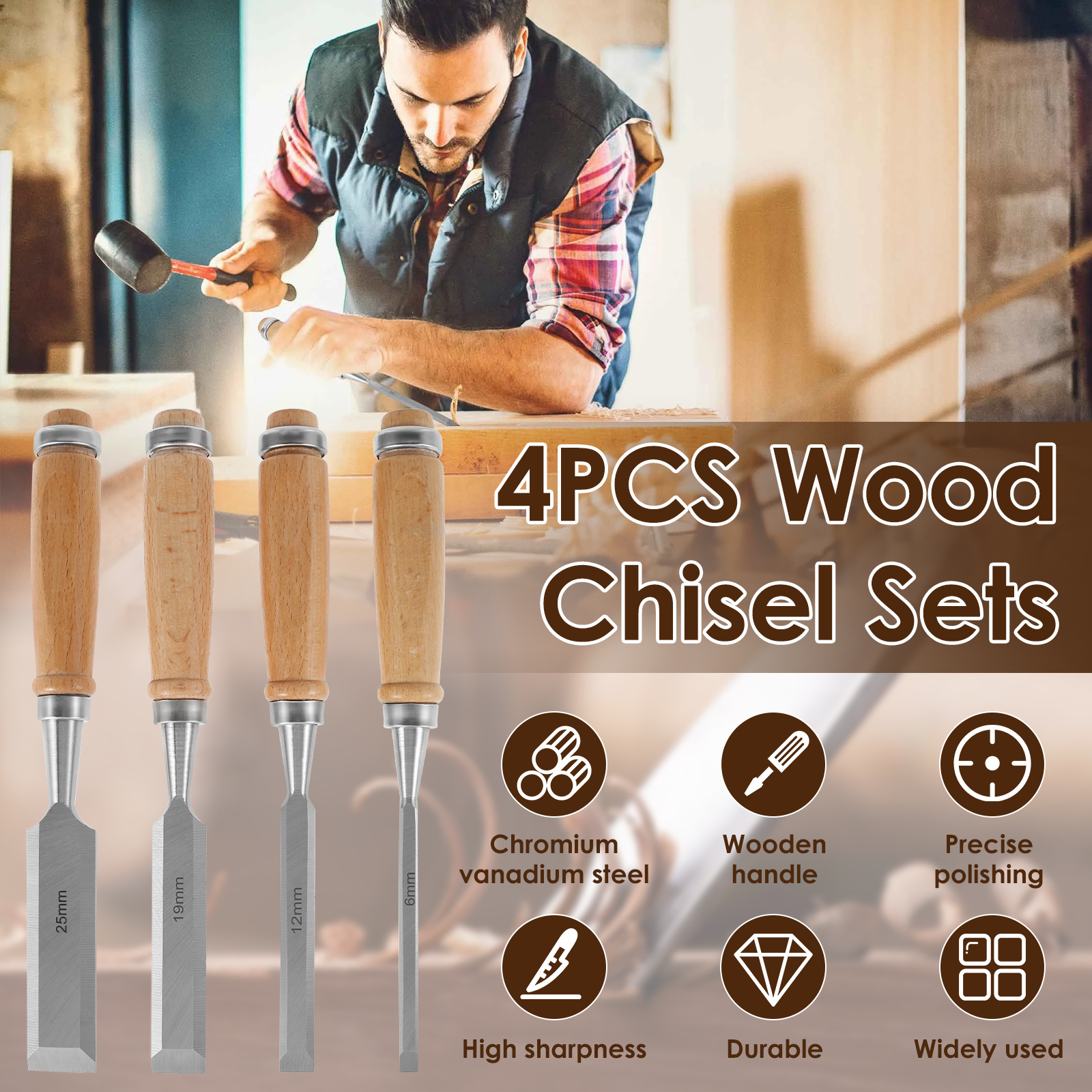 Woodworking Chisel Set Carbon Steel Wood Carving Tools Kit - Temu