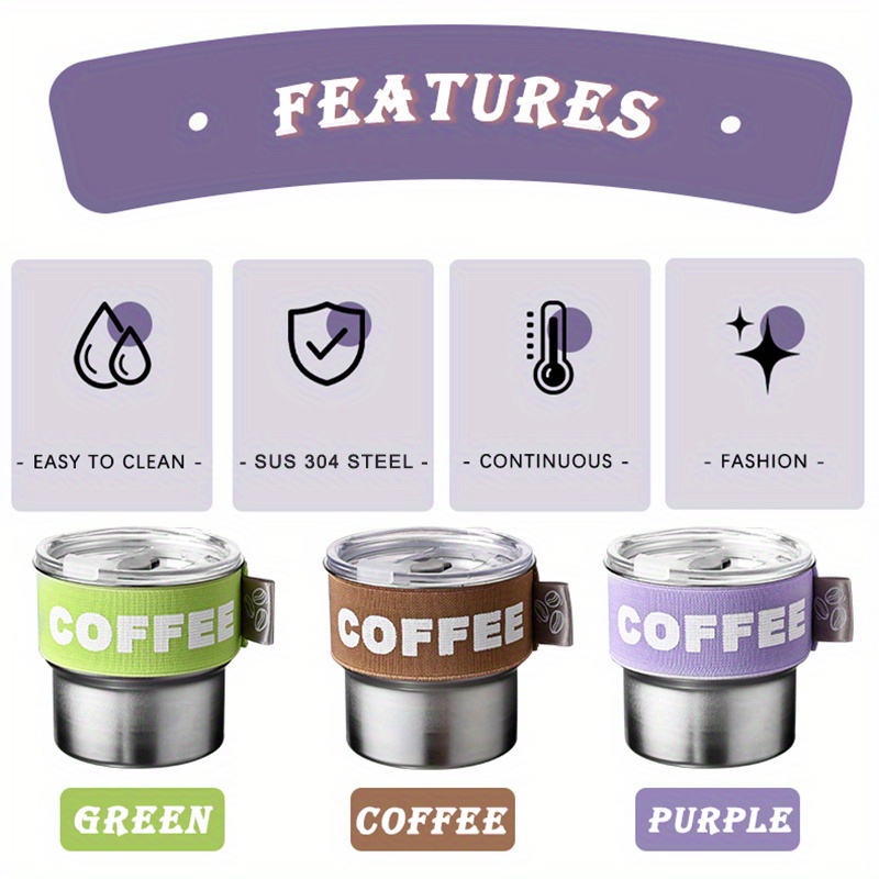 304 Stainless Steel Mini Coffee Cup 400ml with Lid