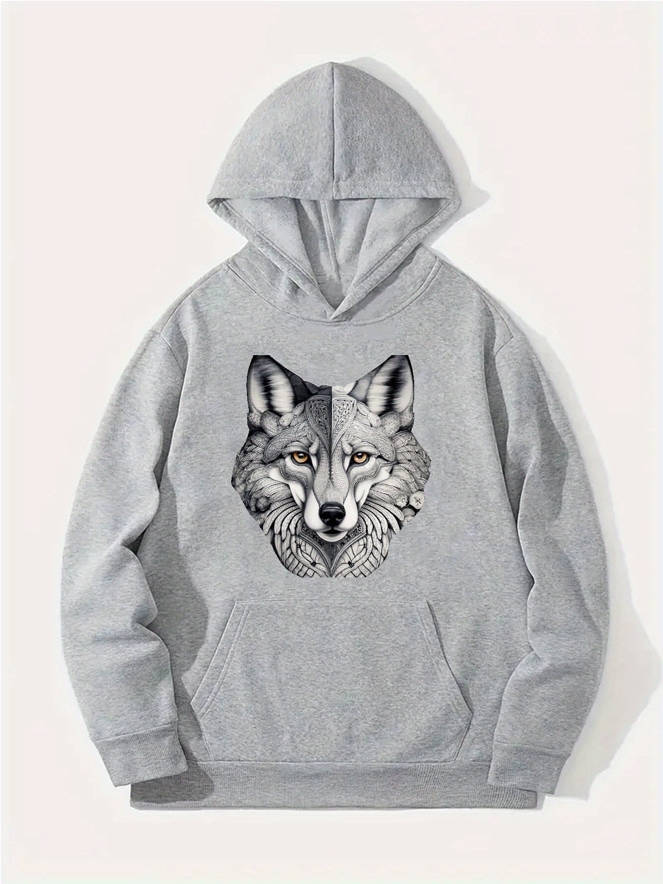 Wolf Print Hoodie Cool Hoodies Men Men's Casual Graphic - Temu