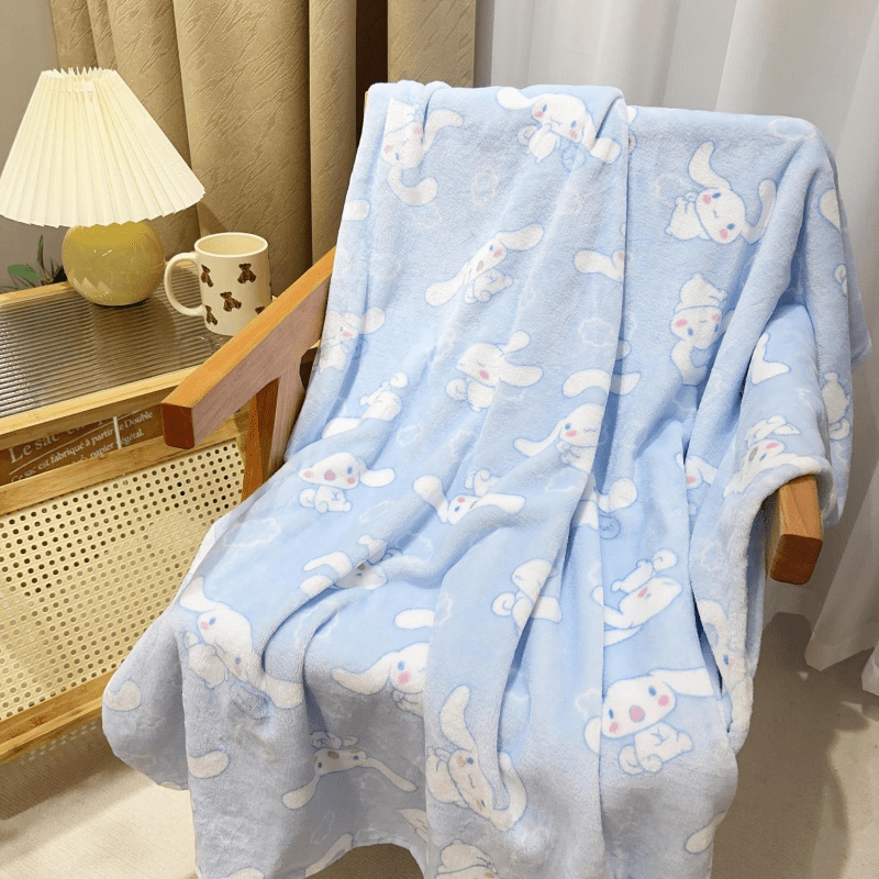 Sanrio Cinnamoroll Cartoon Carpet 39x35In Living Room Sofa Single-layer Blanket Air-conditioned Nap Blanket Flannel Blanket Christmas Gift