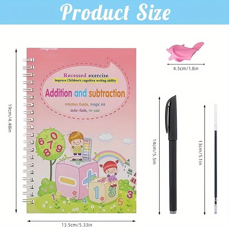 Practice Copybook for Kids, Reusable Handwriting Practice, grooved  Handwriting Book Practice, Magic Ink Coloring, Tracing Letters, Magic  copybook