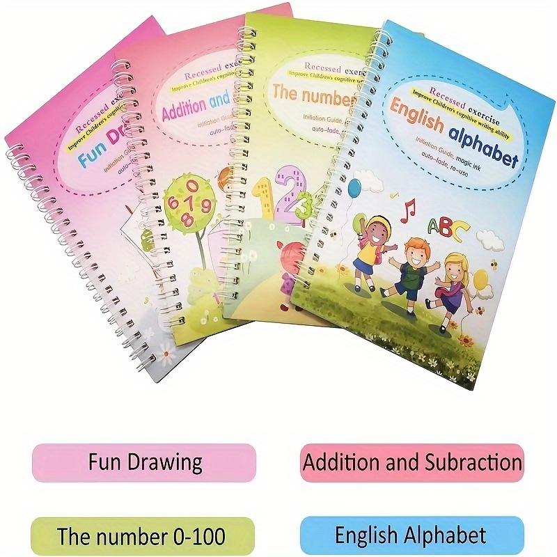 Practice Copybook for Kids, Reusable Handwriting Practice, Grooved Handwriting Book Practice, Magic Ink Coloring, Tracing Letters, Magic Copybook