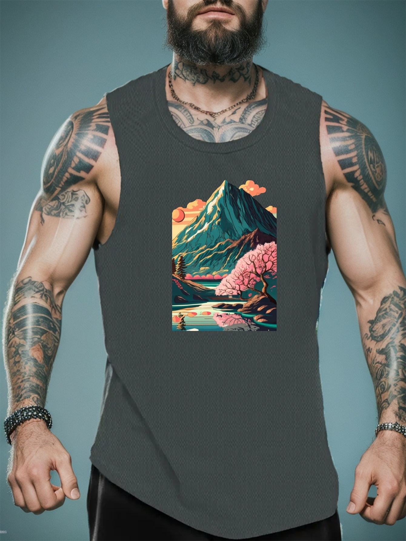 Men's A shirt Tanks Sun Print Singlet Sleeveless Tank Top - Temu