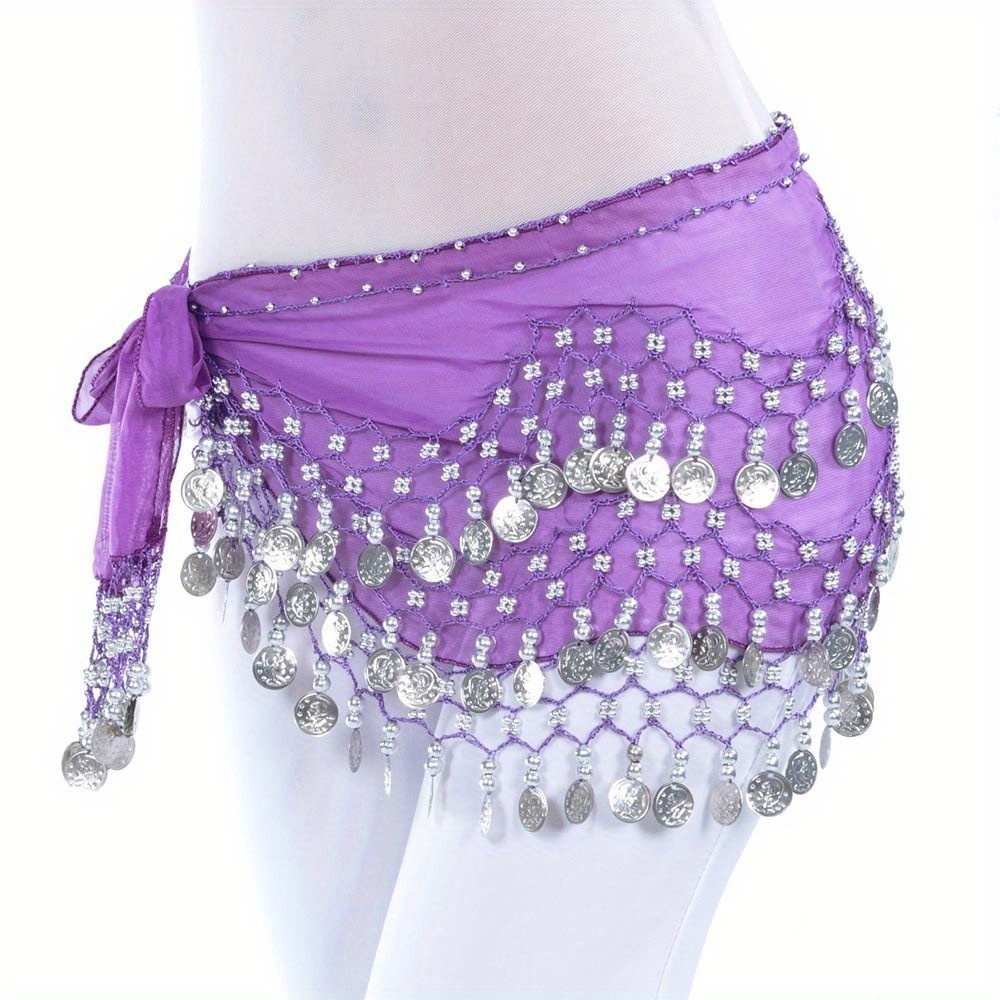 Dancer Skirt Women Belly Dance Hip Scarf Sequins Tassels - Temu Canada