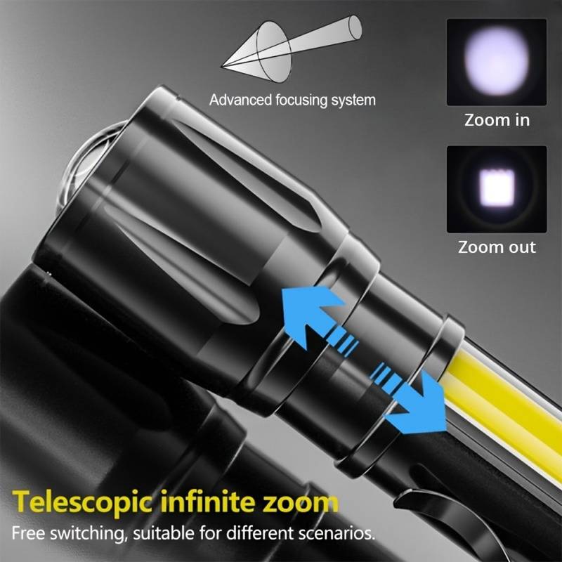 1 2 4 8pcs mini torch with clip led rechargeable flashlight portable usb charging waterproof zoomable flashlight for camping fishing cycling hiking emergency lighting details 6