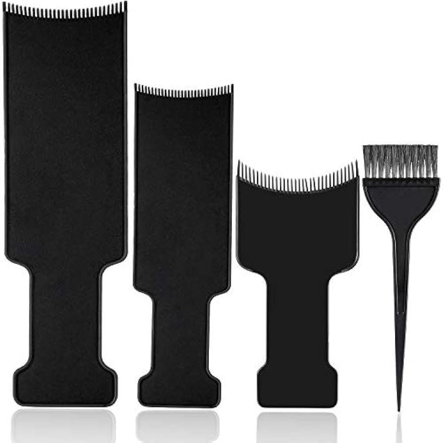 Image of 1 / 4pcs Balayage Highlighting Kit, 3pcs Flat Top Comb Board Balayage Paddle And 1pc Hair Coloring Brush For Hair Dye And Salon Uses