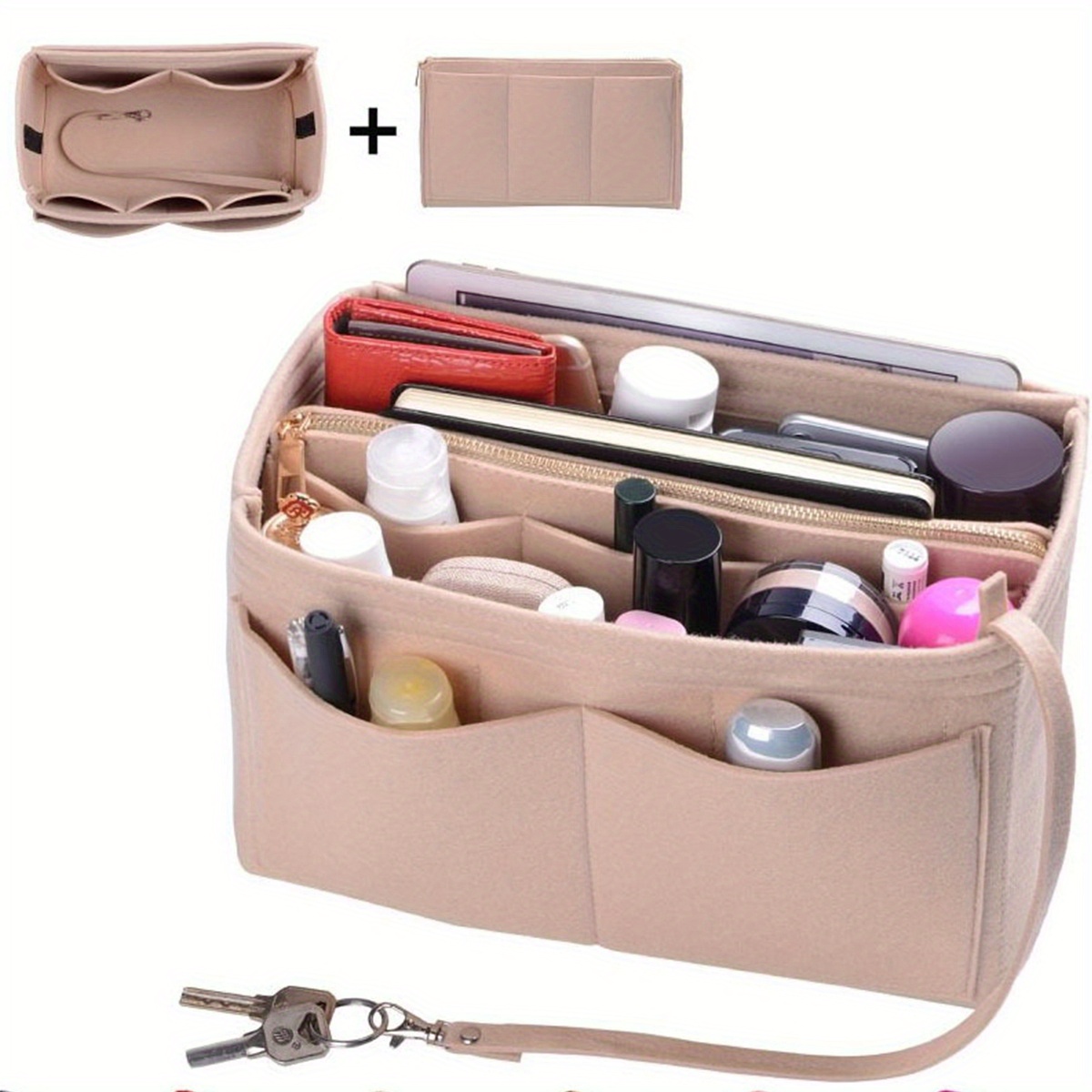 Purse Organizer Insert, Bag Organizer With Detachable Zipper Cover