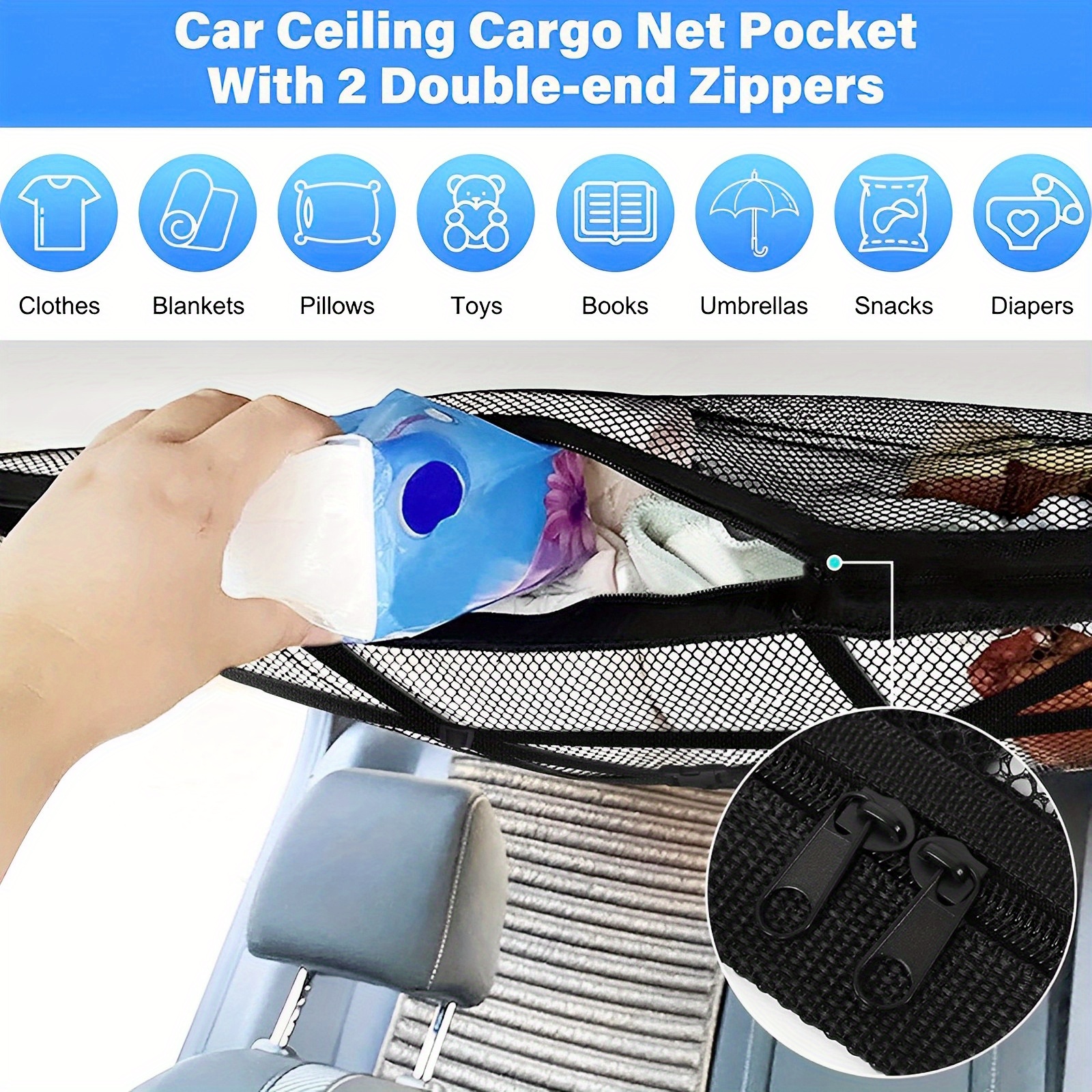 Gepäcknetz Auto: 90×65CM Autodach Gepäcknetz Netze für die Meisten  Fahrzeugtypen, Gepäcknetz Auto Aufbewahrung mit 2 Haken, Autodach  Gepäcknetz Decke