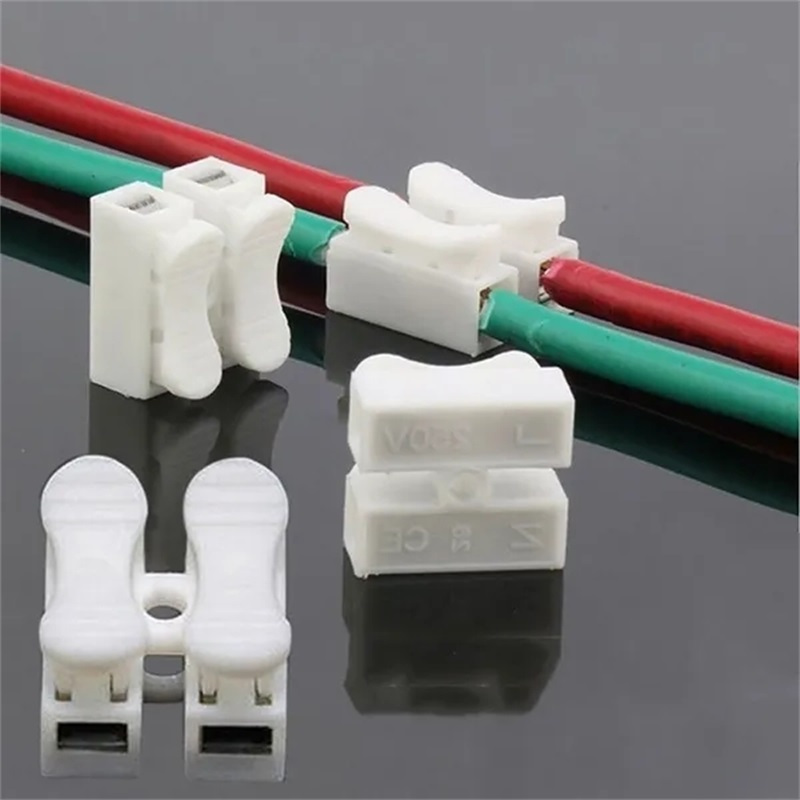UMLIFE 55pcs Quick Connect CH-2 Spring Wire Connectors, PVC Insulated Copper Contact, Uncharged Electrical Cable Clamp Terminal Block Connector for Wiring