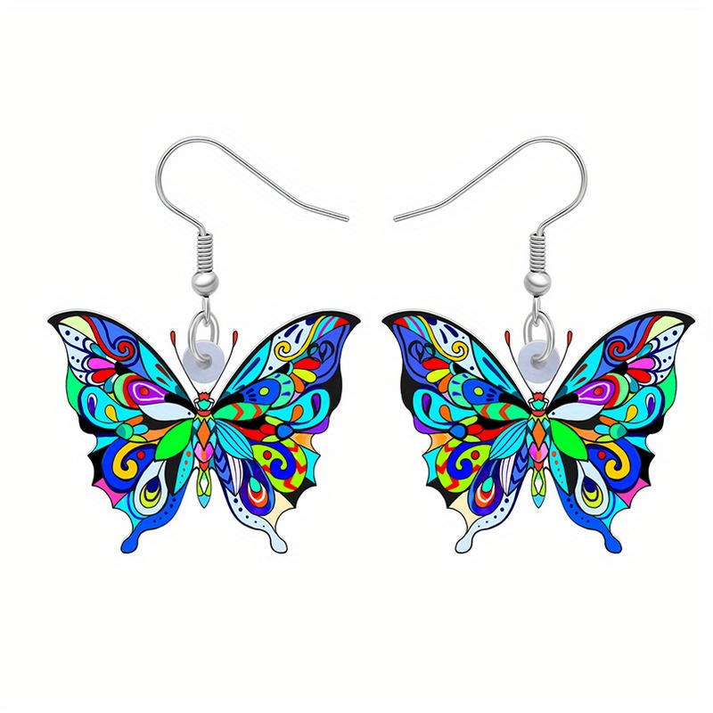 Colorful Butterfly Acrylic Earrings Women's Elegant - Temu