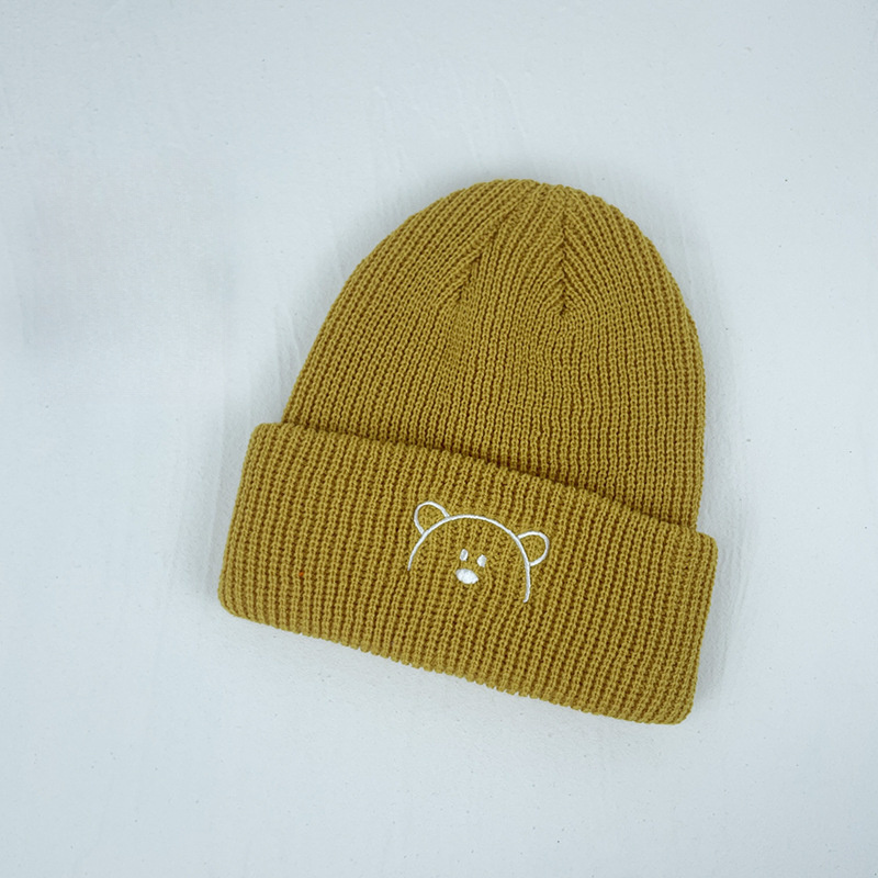Kids Knitted Bear Embroidery Hat for Cold Weather