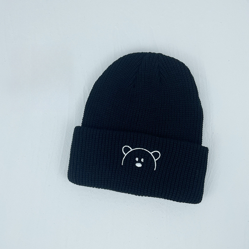 Kids Knitted Bear Embroidery Hat for Cold Weather