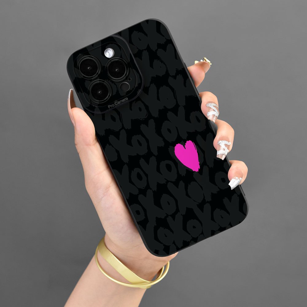 

Heart-shaped Pattern Mobile Phone Case Full-body Protection Shockproof Tpu Soft Rubber Case Color: Transparent White Black For Men Women For 15 14 13 12 11 Xs Xr X 7 8 Mini Plus Pro Max Se