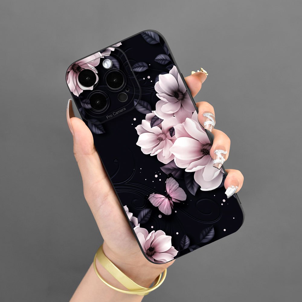 

Flowers Pattern Mobile Phone Case Full-body Protection Shockproof Tpu Soft Rubber Case Color: Transparent White Black For Men Women For 15 14 13 12 11 Xs Xr X 7 8 Mini Plus Pro Max Se