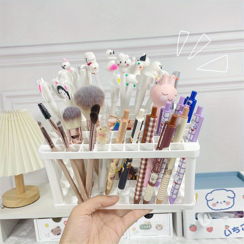 Square Brush Holder Desktop Storage Holder For Pens Brushes - Temu