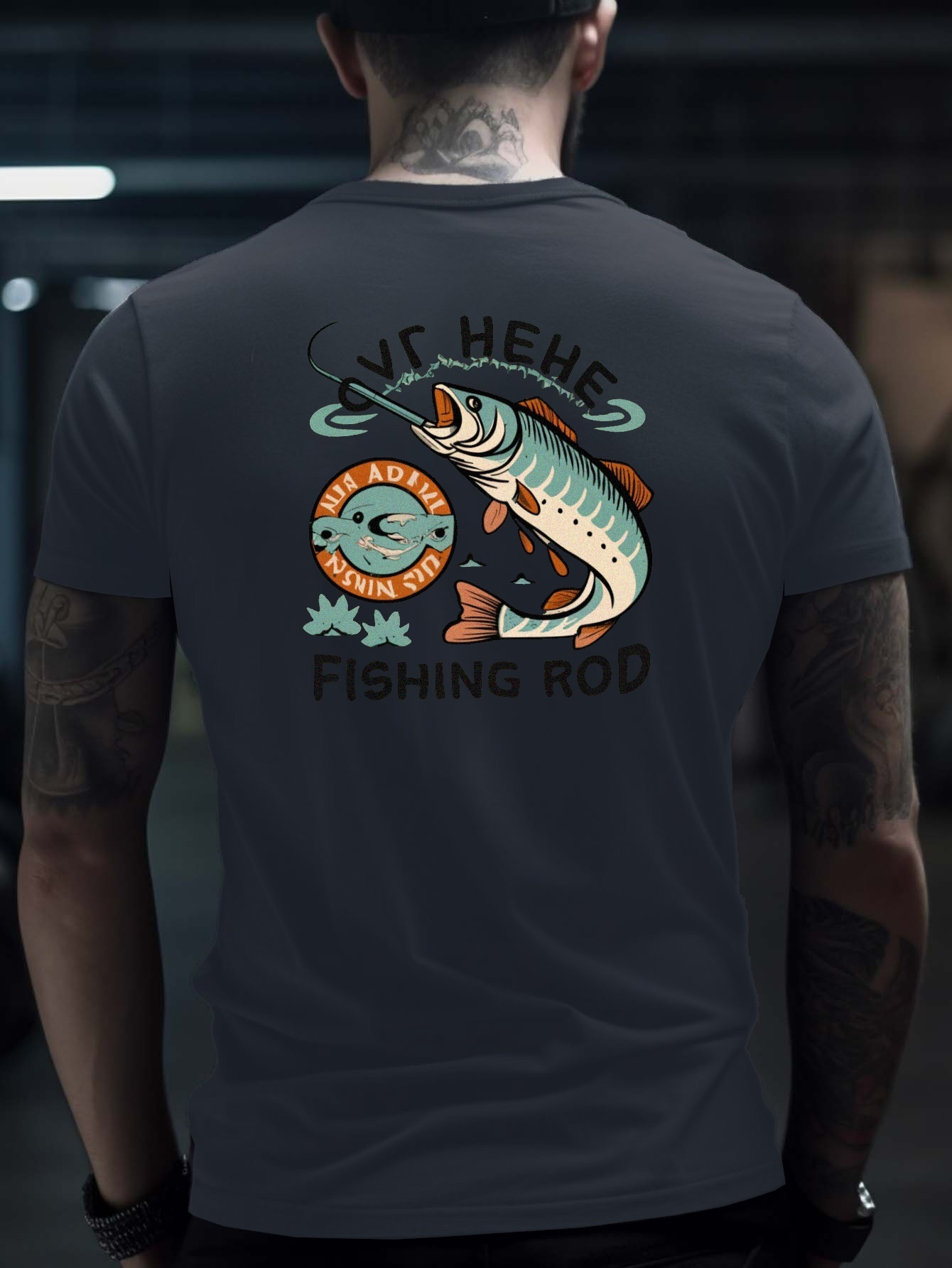 Fishing Rod Pattern Print Men's Short Sleeve Comfy T shirt - Temu