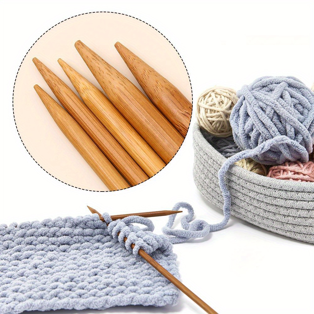 1set Bamboo Knitting Needles And Crochet Hook Set, Includes 18 PCS Straight  Single Pointed Knitting Needles, 12 PCS Lace Crochet Hooks Set With Case