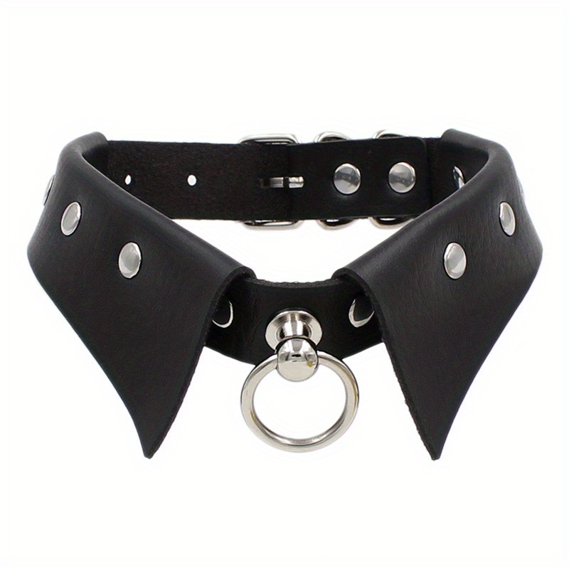 Stylish Pu Leather Dog Collar Studded Collar Choker Ring - Temu