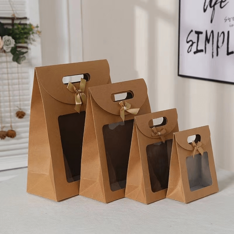 

10pcs New Style Portal Kraft Paper Bag Without Window For Christmas, Thanksgiving, Valentine's Day, Spring Festival, Birthday, Wedding