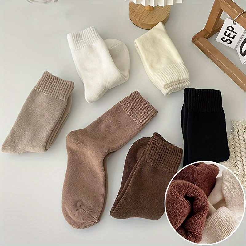 Solid Terry Fleece Thermal Winter Knee Socks Fashionable - Temu