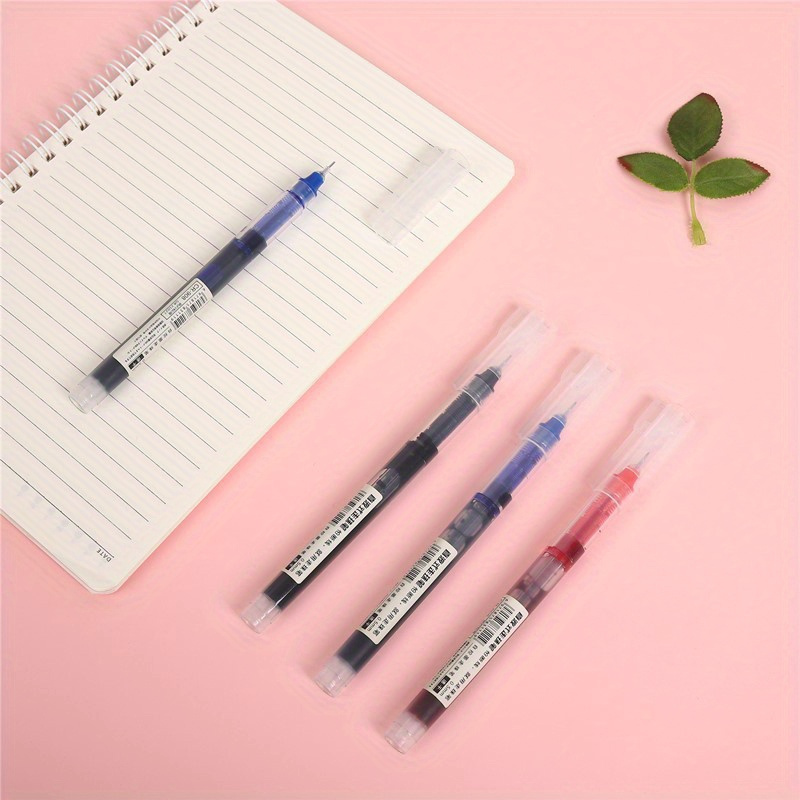 10pcs/straight Liquid Ball Pen Quick Drying Test Signature Gel Pen 0.5mm Black Blue Ink School Office Student Ball Pen Stationery School Rollerball Pen