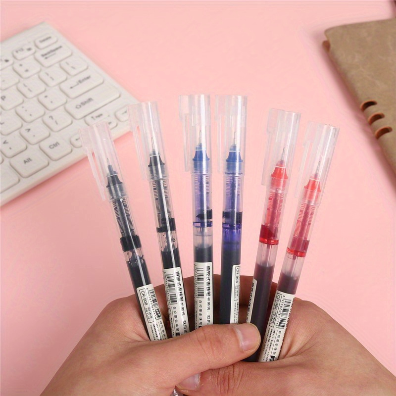 10pcs/straight Liquid Ball Pen Quick Drying Test Signature Gel Pen 0.5mm Black Blue Ink School Office Student Ball Pen Stationery School Rollerball Pen
